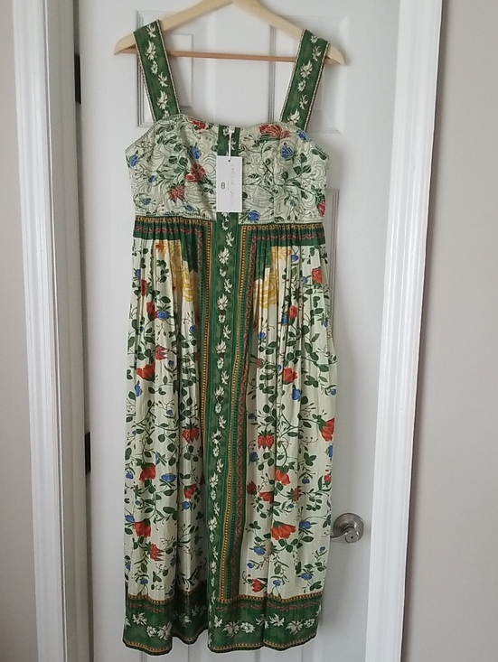 Caroline Constas Dresses & Skirts - NEW! Caroline Constas 💚Green Floral Midi Dress with Green Boarder